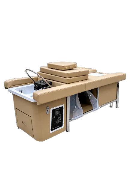 Beige-treatment-table-with-basin-and-storage