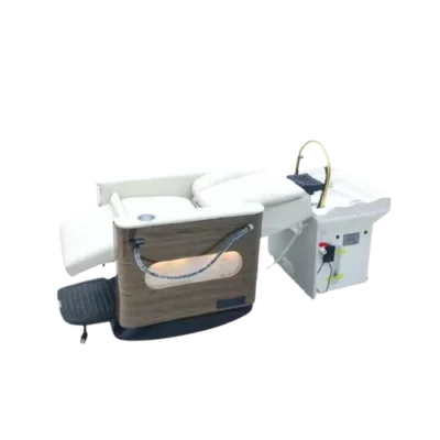 Aqua Haven Head Spa with white reclining chair and no-plumbing basin