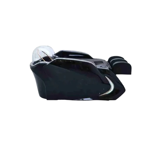 Black-japheadspa Pura Head Spa Chair with black massage bed and plumbed basin