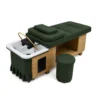 Verde Wood Head Spa with green treatment bed and plumbed basin