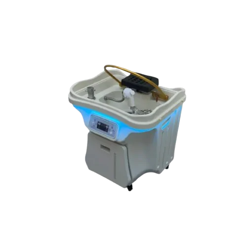 HydroBloom Iris HydroBloom Head Spa with white mobile basin and removable water tank