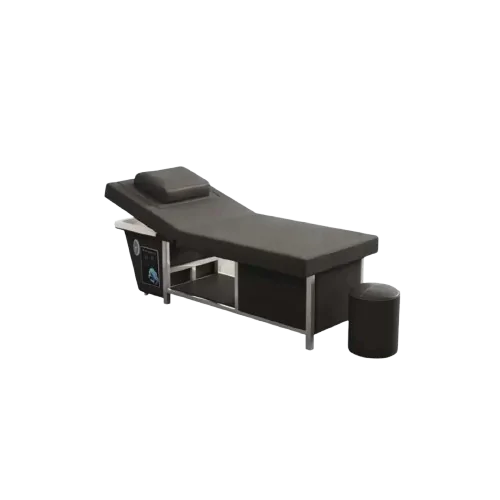 Levana Rinara Head Spa plumbed treatment bed with steamer and stool
