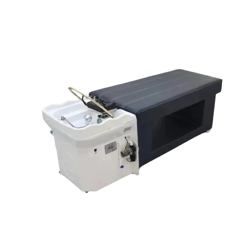 Sakura-Deluxe Fleur Deluxe Head Spa with black treatment bed and white no-plumbing basin
