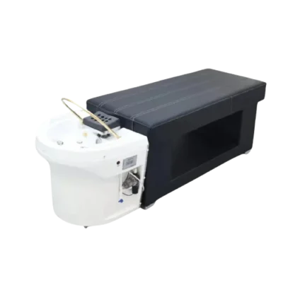 Hoshi Head Spa with black treatment bed and white no-plumbing basin